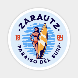 Vintage Zarautz, Spain Surfer's Paradise // Retro Surfing 1980s Badge B Magnet